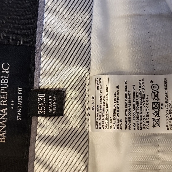 Banana Republic Mens Linen Blend Classic Fit  Blue White Trousers  Size 35 30 - Picture 9 of 11